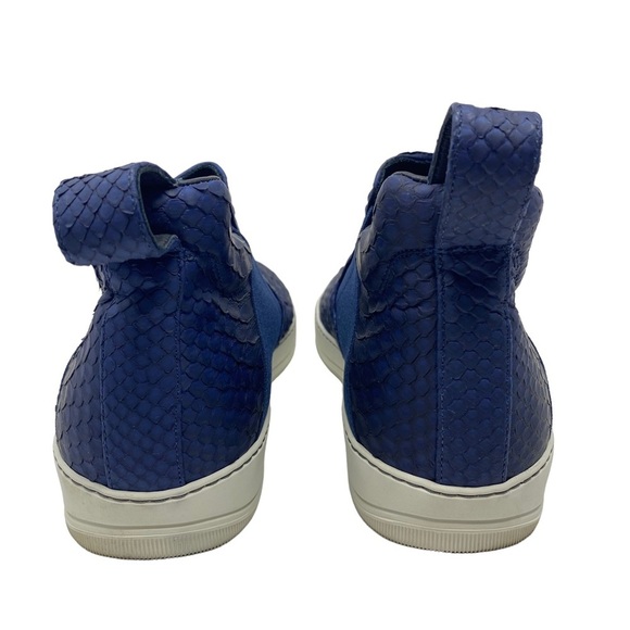 LANVIN Authentic Blue Python & Leather Mid Top Slip On Sneaker Tennis Shoe US 13 - Picture 5 of 13